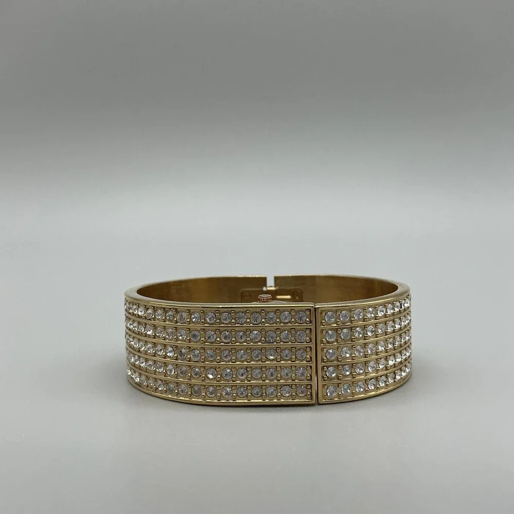 Marissima Womens Watch 20mm MOP Gold Tone Crystals Bracelet New Battery 6.5